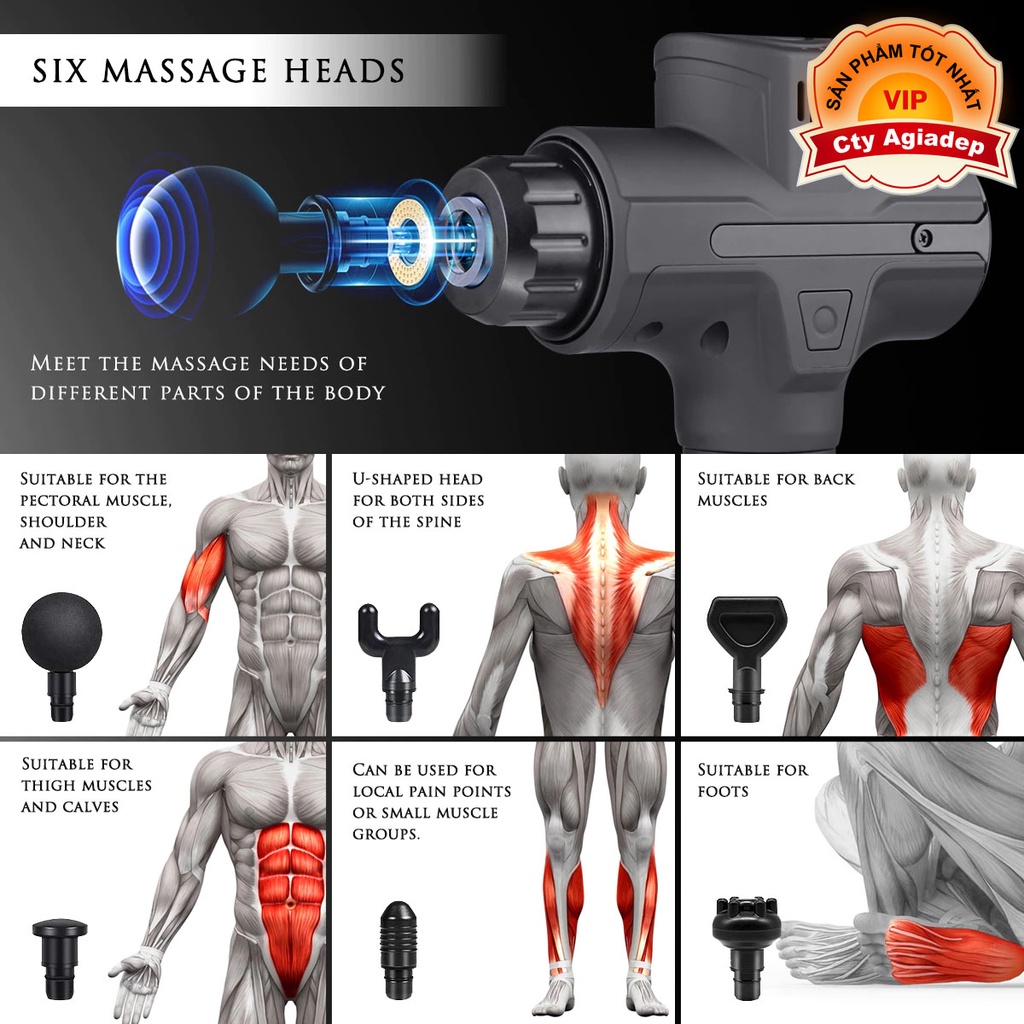 Massage GYM điện 30 cấp tốc độ massage toàn thân giảm béo cho cổ, lưng, chân, chân, vai, máy mát xa cơ,....