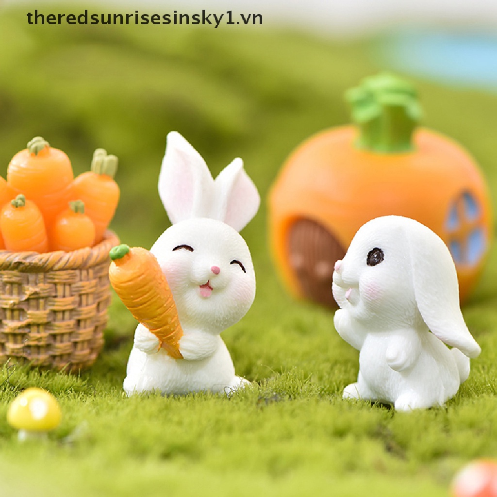 Tượng thỏ con thu nhỏ bằng nhựa mô hình vườn cổ tích thích hợp làm quà tặng