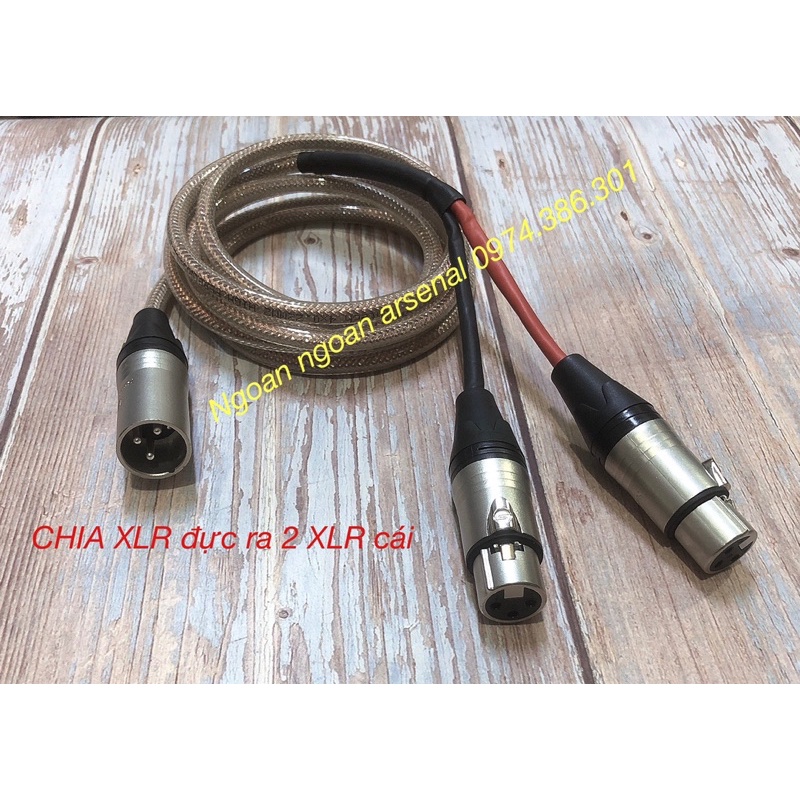 dây tín hiệu chia 1 canon xlr đực có chân ra 2 canon xlr cái có lỗ hàng cao cấp