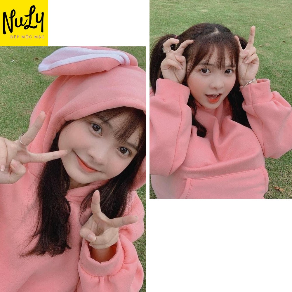 Áo Hoodie nữ THỎ RABBIT unisex nỉ bông form rộng, tay bồng kiểu dáng Ulzzang chất xịn NULY HDT | BigBuy360 - bigbuy360.vn