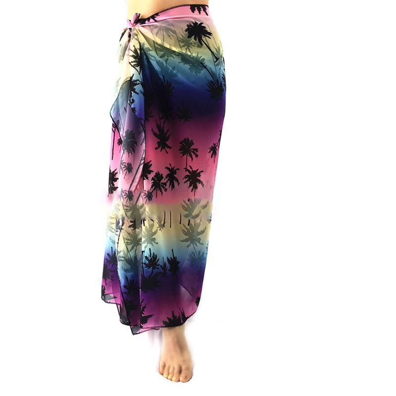 Khăn Choàng Chiffon Dài In Họa Tiết Lá Dừa Nhiệt Đới Nhiều Màu Sắc Thời Trang Mùa Hè Cho Nữ