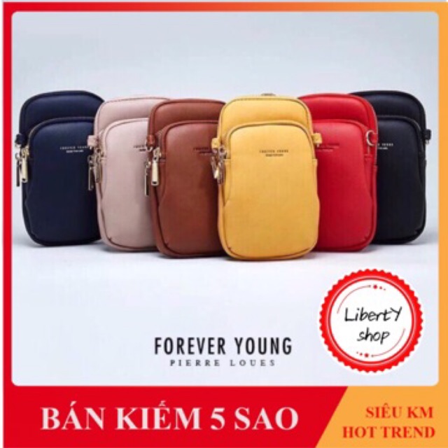 [Sẵn] Túi đựng điện thoại đeo chéo Forever Young (tag+túi)