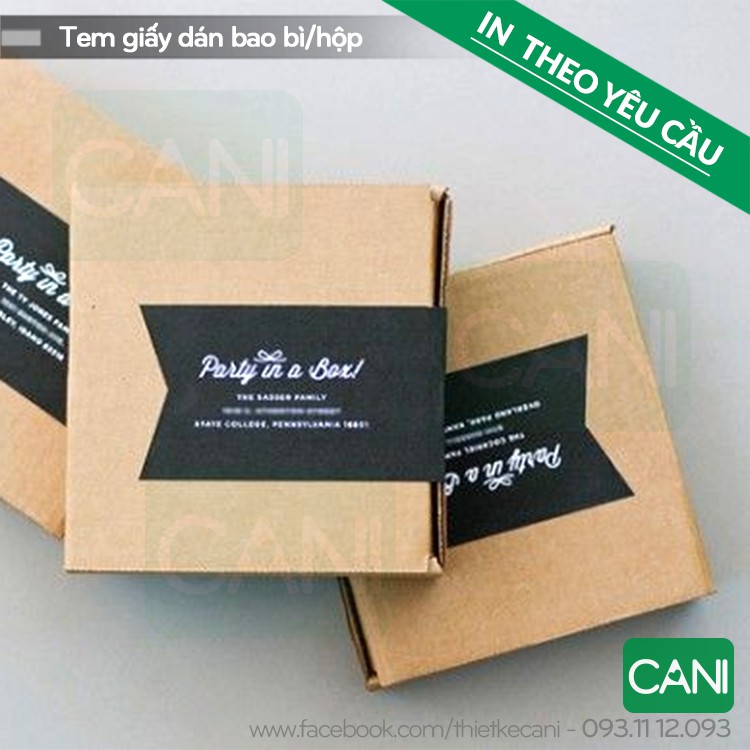 200c - 500c Tem giấy Decal dán hộp  In theo yêu cầu Sticker nhãn giấy niêm phong CANI