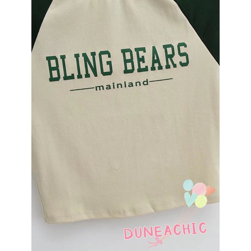 DUNEA Áo Thun In Chữ Phối Màu Thời Trang Cho Nữ