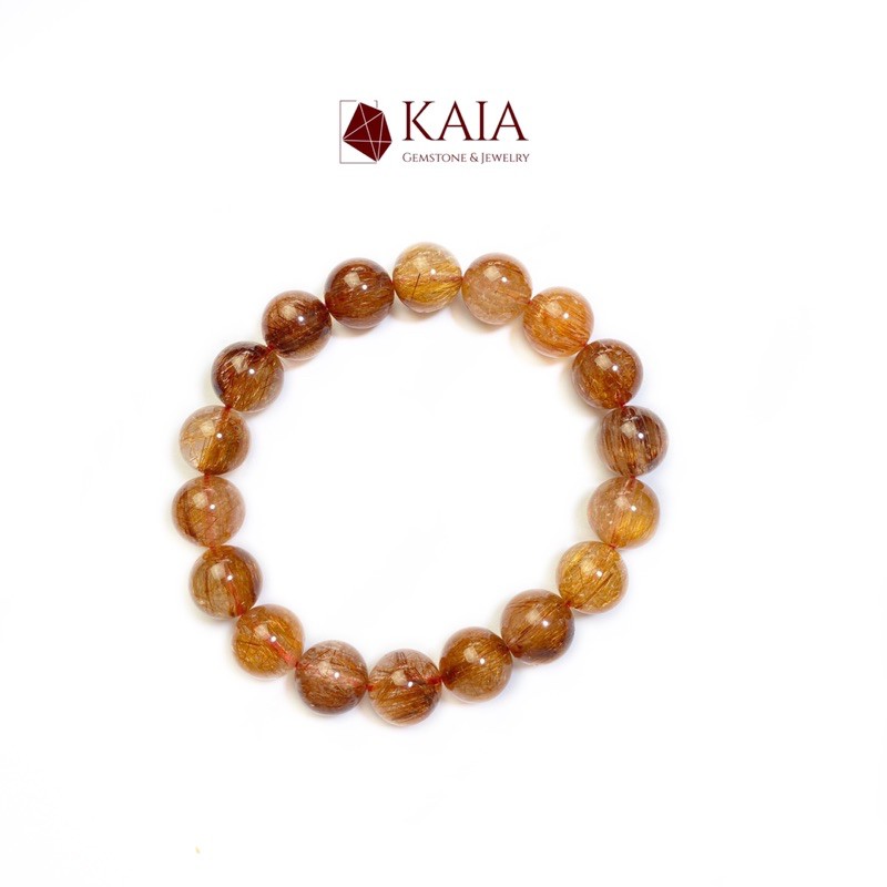 Vòng tay thạch anh tóc đỏ nâu 11 li - KAIA