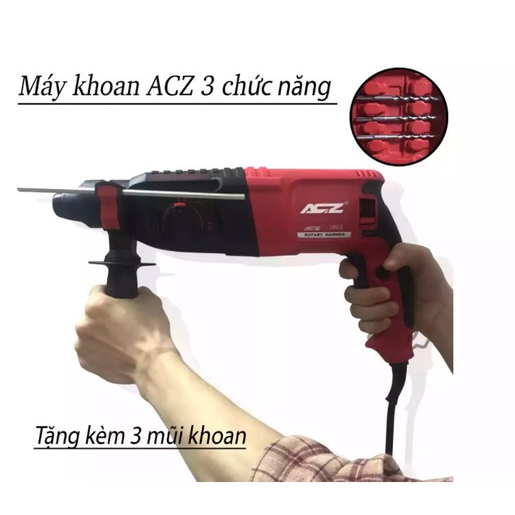 Máy khoan đục bê tông cầm tay 3 chức năng công xuất lớn ACZ 2603 - 780W- Bảo hành 6 tháng