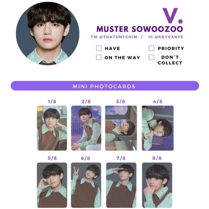 Card BTS Mini Photocard BTS Sowoozoo official