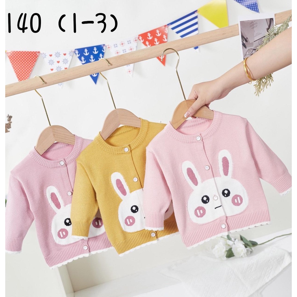 140 Áo len dài tay hình mặt thỏ cho bé gái hàng quảng châu loại 1(4-10kg)