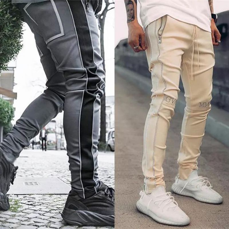 Quần jogger thun dài ống suông phản quang bigsize nam