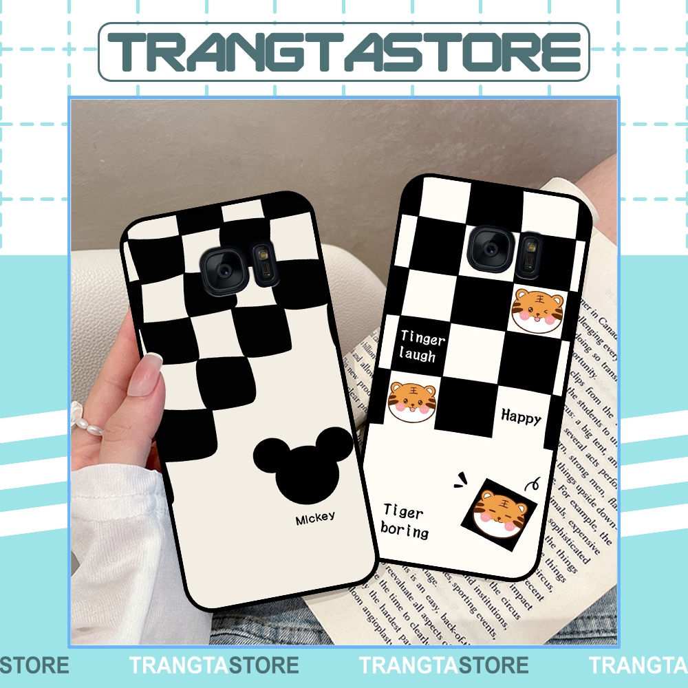 Ốp lưng Samsung S6 / S6 Edge / S7 / S7 Edge / Note 5 / Note FE  in hình sọc caro, họa tiết đen trắng dễ thương