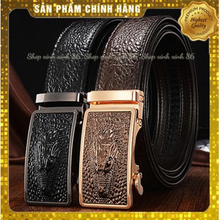 [LOẠI 1 – FREESHIP] Thắt Lưng Nam Dây Nịt Nam Mặt Đúc 3D Hình Cá Sấu – Khóa Tự Động Dập Vân Cá Sấu Cao Cấp