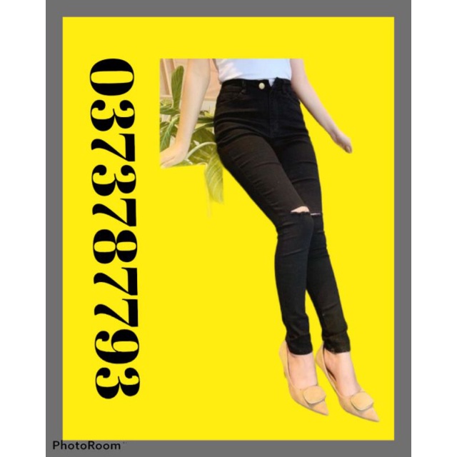 Jean Lưng Cao Rách Gối/ Jeans  Co Giản Lưng Cao Loại 1