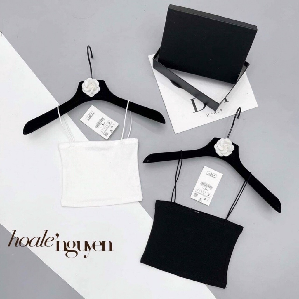 Áo Kiểu Nữ Hai Dây Bún Croptop Trơn