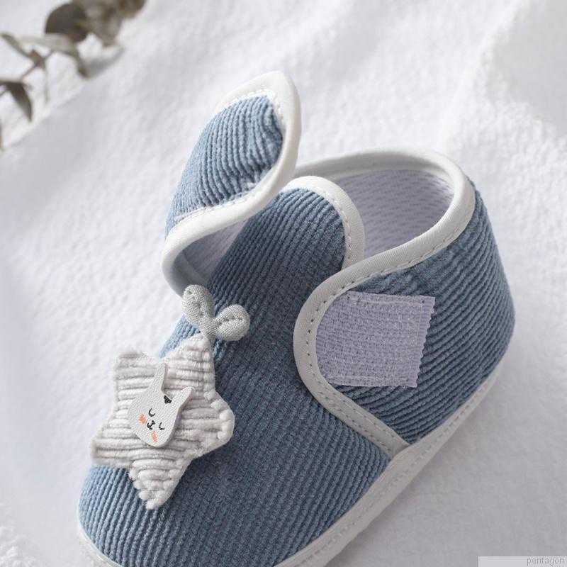 Giày tập đi bằng cotton đế mềm chống trượt họa tiết thỏ hoạt hình cho trẻ sơ sinh 0-18 tháng