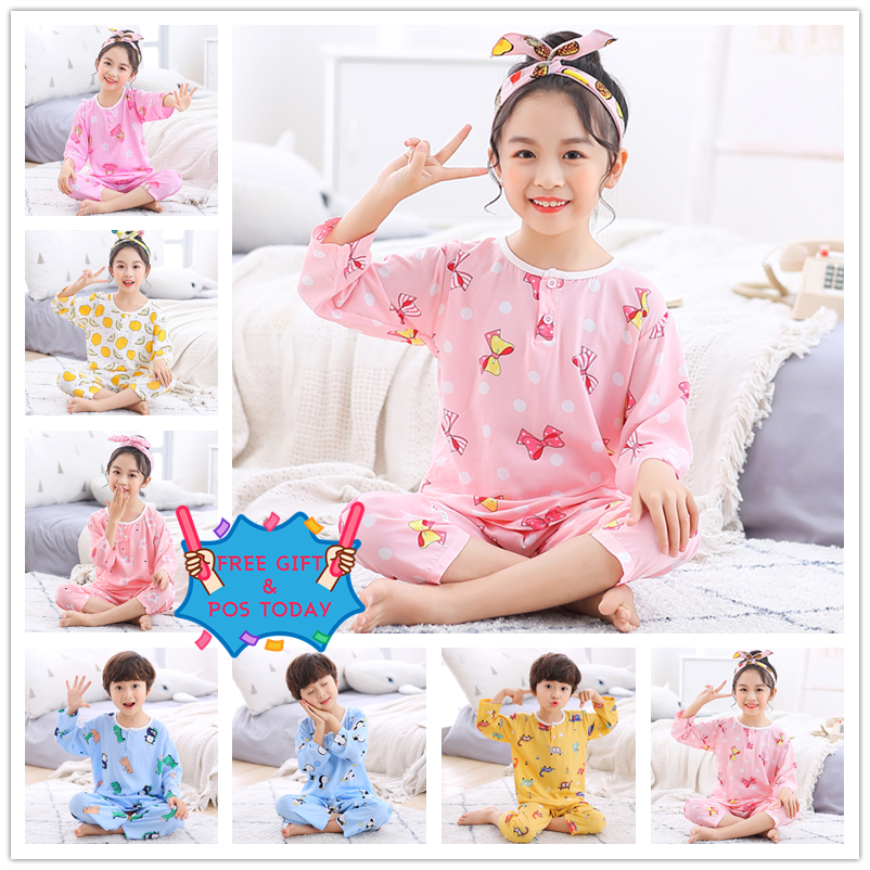 Bộ Đồ Ngủ 2 Món Bằng Cotton Thời Trang Mùa Thu Cho Bé Gái