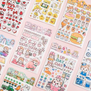 Bộ 4 tấm sticker trang trí sổ vở hình bé gái ngộ nghĩnh