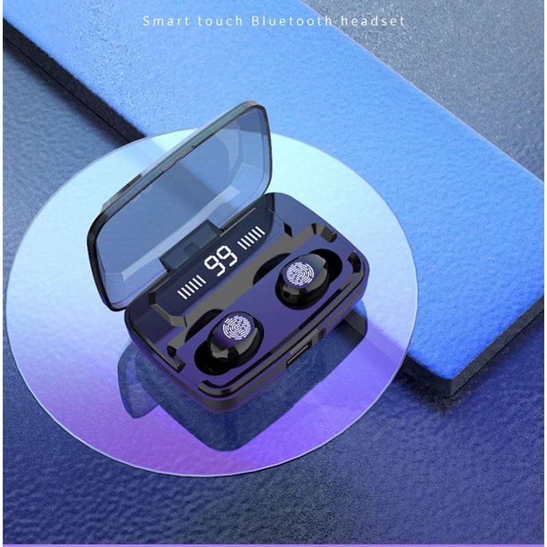 Tai Nghe Bluetooth 5.0 LED VUÔNG, Tai Nghe Bluetooth Không Dây 5.0, Kiêm Sạc Dự Phòng 3500mAh, Điều Khiển Cảm Ứng