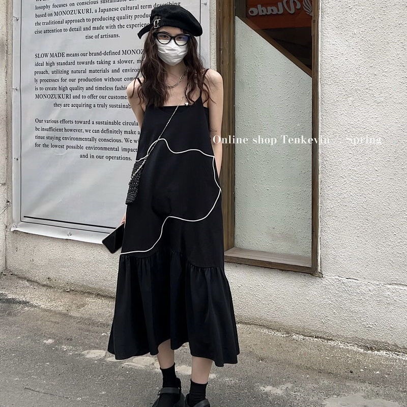 Đầm Dáng Chữ a Hai Dây Dáng Rộng Phong Cách Hàn Quốc Thời Trang Mùa Hè Hàng Mới Dành Cho Bạn Nữ