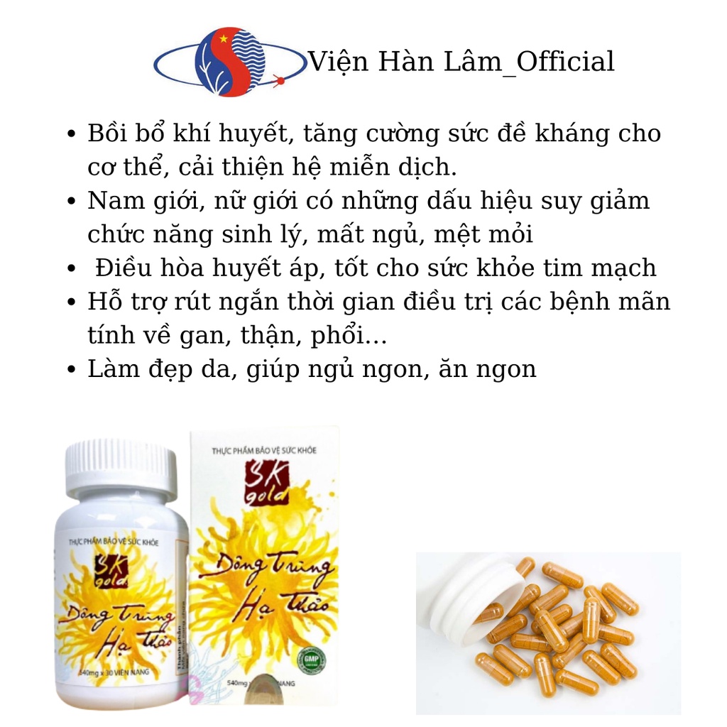 Đông Trùng Hạ Thảo Viên Uống SKGOLD - Sản Phẩm Viện Hàn Lâm KH&CN Việt Nam