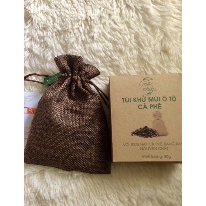 Túi thơm cà phê Mộc Nhiên để ô tô có 3 Size 50g,100g ,150g .Đặc biệt mua 3 túi Size bất kỳ tặng 1 tinh dầu treo xe .