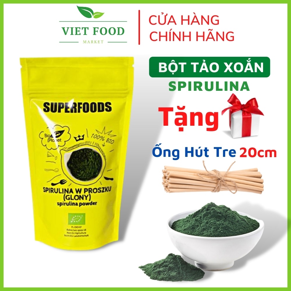 Bột tảo xoắn nguyên chất spirulina hữu cơ 200g nhập khẩu Ba Lan