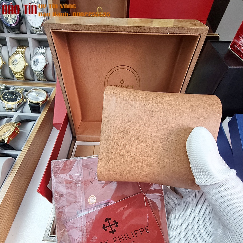 Hộp Box Đựng Đồng Hồ Patek Philippe Bằng Gỗ Cao Cấp Phối Da Tồng Hợp, Chính Hãng, Patek Sang Trọng