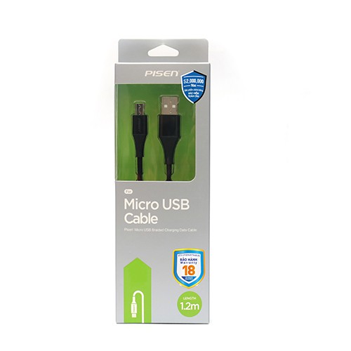 Cáp Pisen Micro USB Braided 1.2m - Hàng Chính Hãng