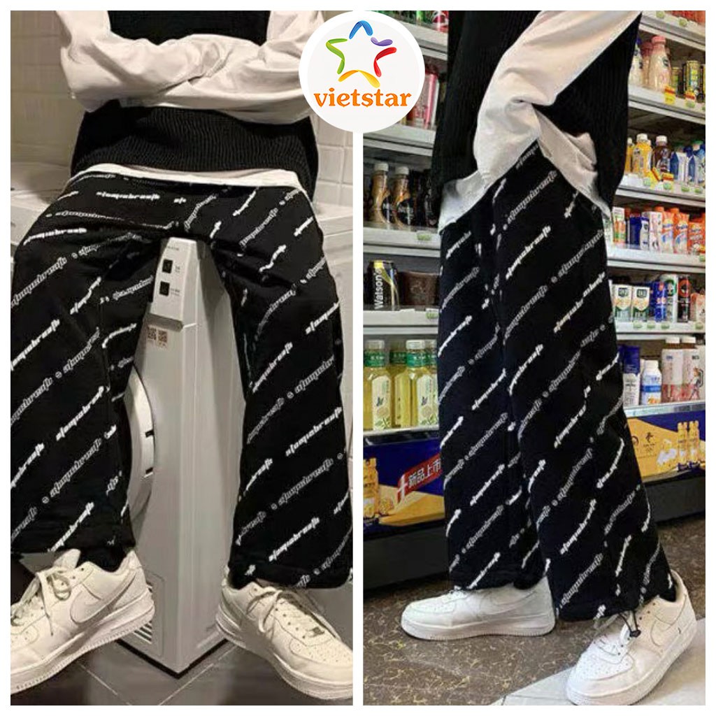 Quần ống suông nam nữ CRO.SS quần ống rộng Unisex cá tính - VIETSTAR