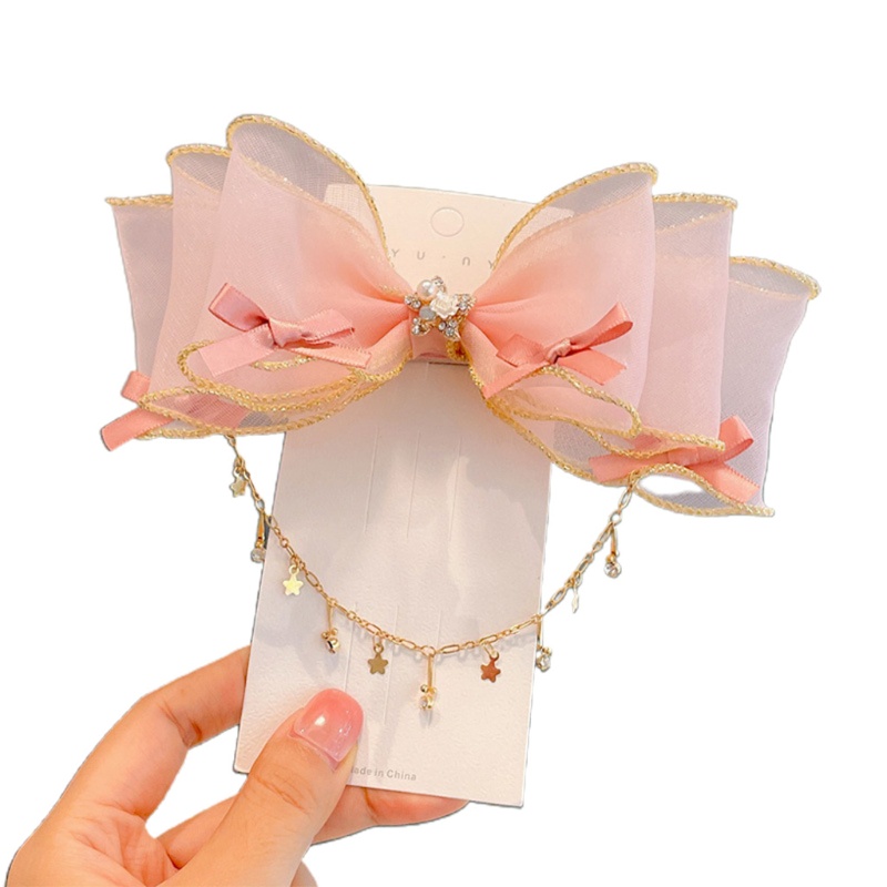 Kẹp Tóc Hình Nơ Lớn Bằng Vải Organza Phong Cách Lolita