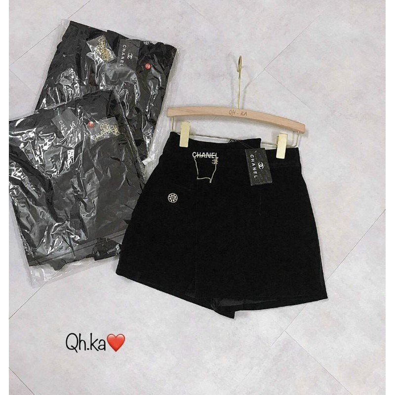 Quần giả váy nhung kèm tag xích hàng QCL1