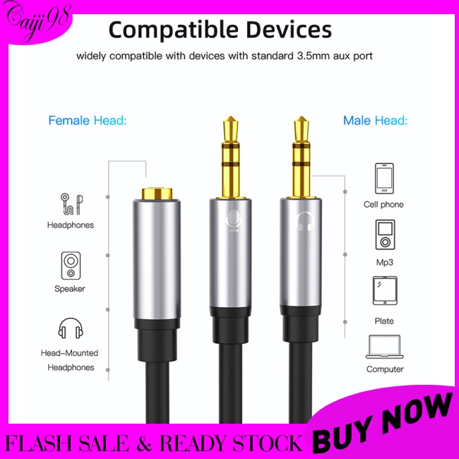 Dây cáp chia cổng 3.5mm Female sang 2 Male 3.5mm Mic Female sang Male 3.5 AUX Audio