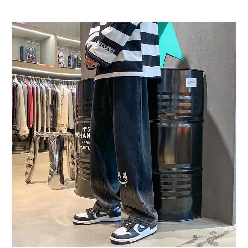 Quần jean dài ống rộng màu sắc gradient phong cách hip hop năng động thời trang dành cho nam