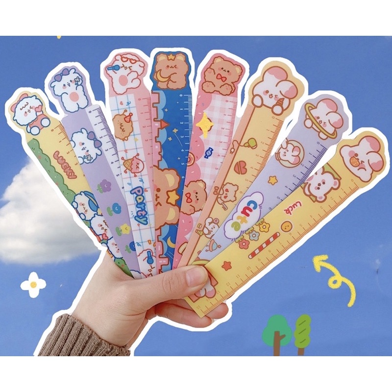 Thước kẻ nhựa dẻo học sinh kích thước 15cm nhiều mẫu hình dễ thương