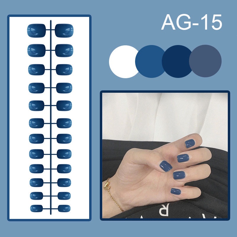 Set 24 móng tay giả mini màu sắc xinh xắn