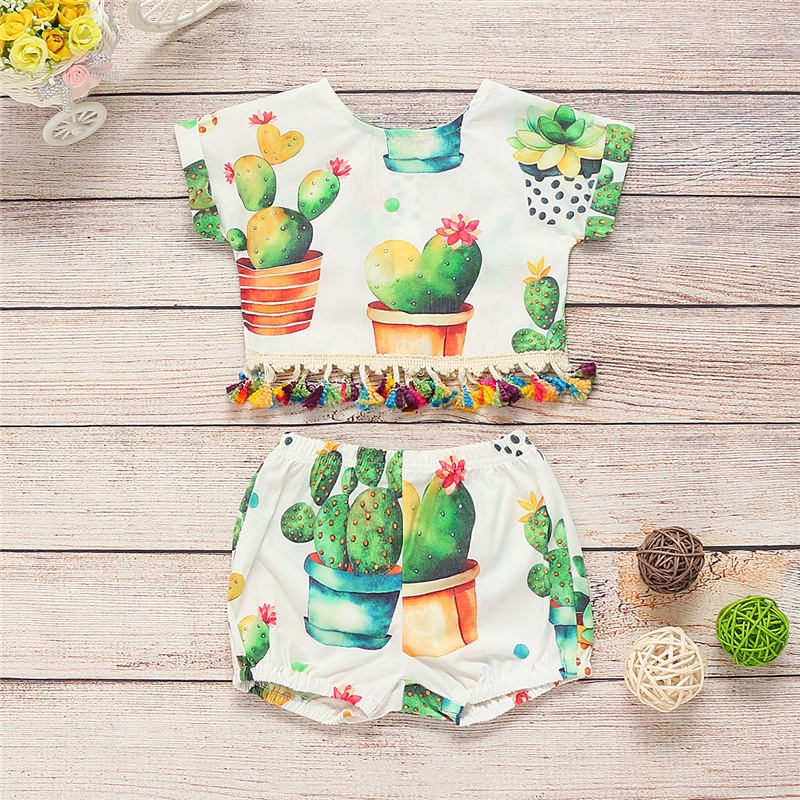 Áo thun MIKRDOO ngắn tay và quần ngắn in hoạt hình xinh xắn cho bé gái