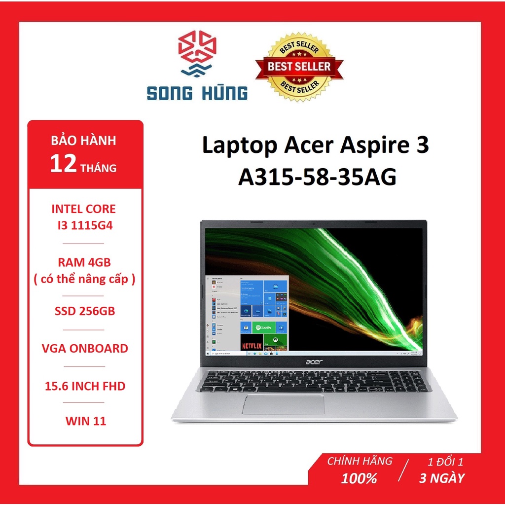 Laptop acer aspire 3 A315-58-35AG. laptop văn phòng giá rẻ