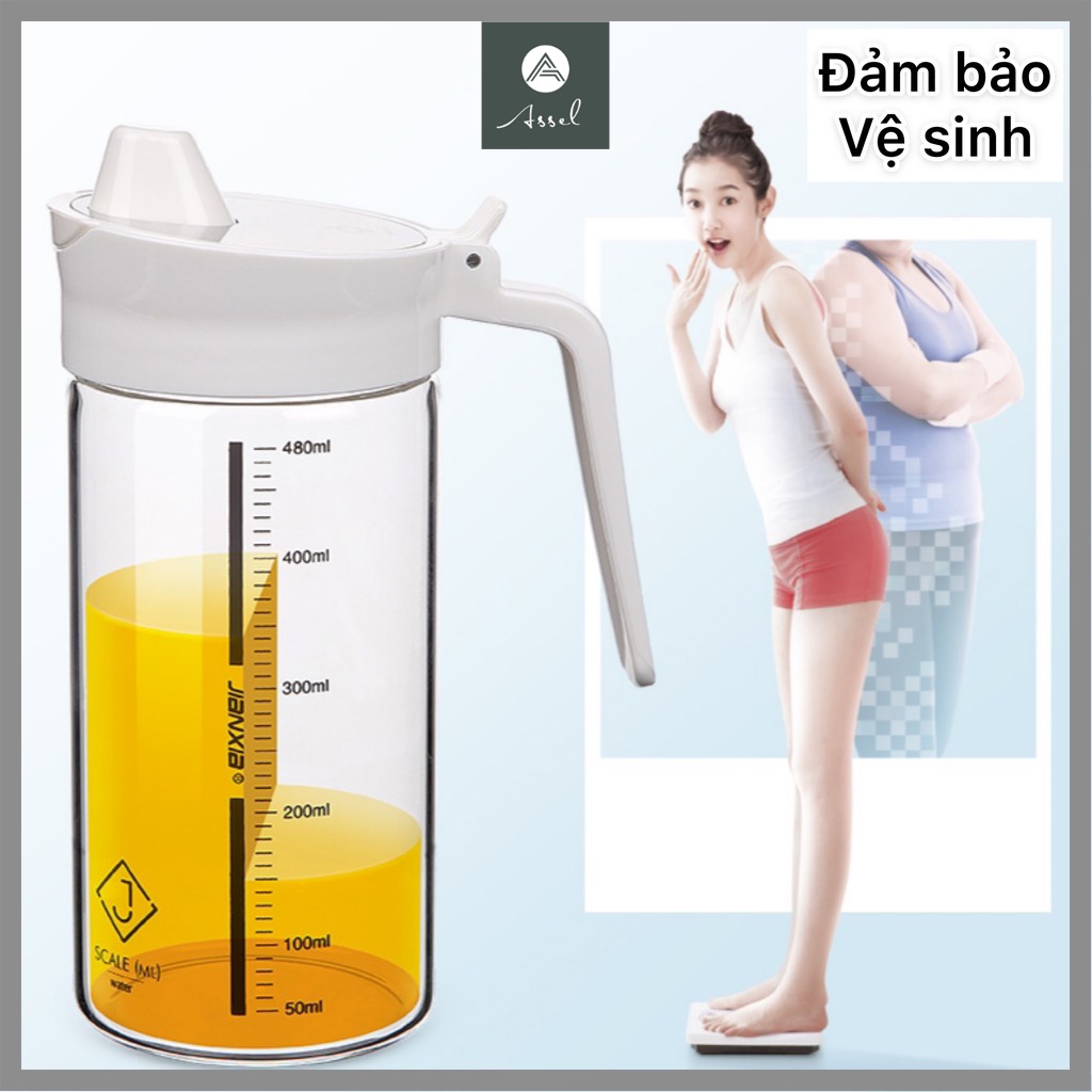 Chai Bình Lọ đựng dầu ăn nước mắm thủy tinh borosilicate có vòi thiết kế thông minh dễ dàng vệ sinh JIANXIAN