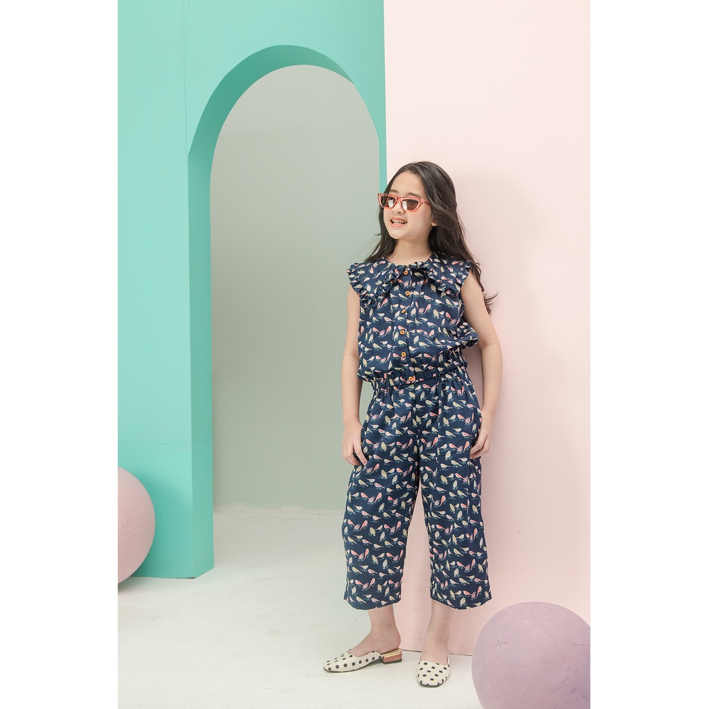 Bộ Jumpsuit JOOKYLI bé gái họa tiết xanh 95G0903