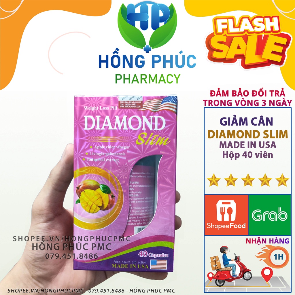 Viên uống Giảm cân Diamond Slim USA ⚡Chính Hãng⚡ 40 viên - Mẫu mới an toàn hiệu quả