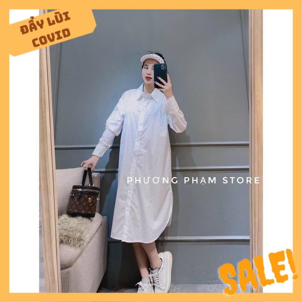 Váy Cổ Sơ Mi Basic Dáng Dài Sexy Bầu Bí Mặc Đến Đẻ Luôn Ạ | BigBuy360 - bigbuy360.vn