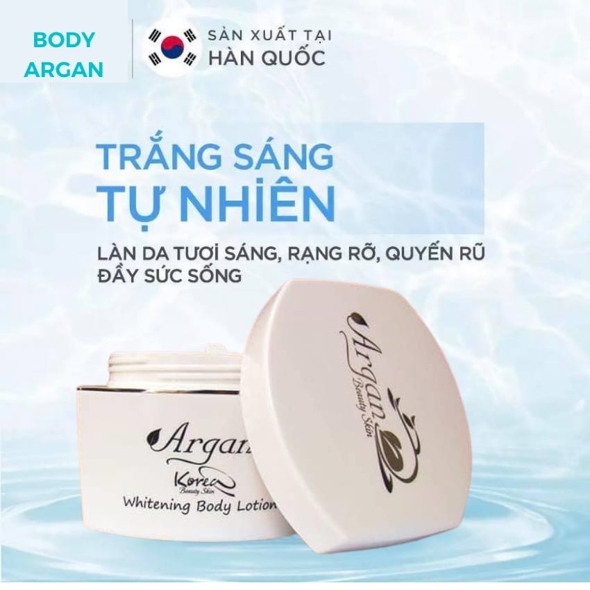 Kem Body Trắng Da Dưỡng Ẩm Cấp Tốc Hàn Quốc  ARGAN WHITENING BODY CREAM 200g.Làm trắng nhanh, mịn mịn da shop bomby