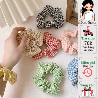 ⚡miễn phí giao hàng⚡ dây thun cột tóc thiết kế sọc caro nổi bật đa màu sắc dành cho nữ e6