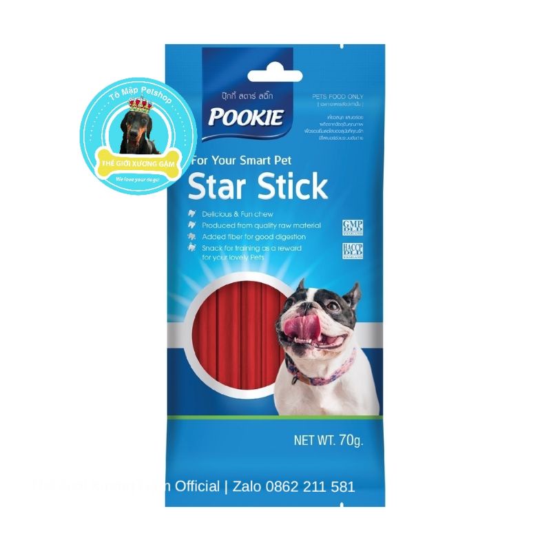 [HSD06.2022] XƯƠNG GẶM POOKIE STAR STICK CHO CHÓ 70GR