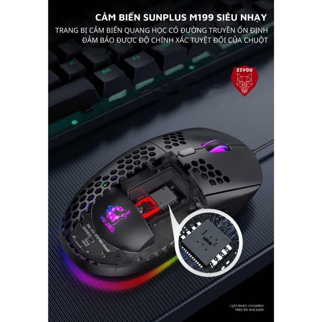 Bộ Bàn Phím Chuột Chuyên Game ZIYOU Dành Cho Game Thủ Chuyên Nghiệp, LED RGB 10 Chế Độ, Chổng Mỏi Cổ Tay K618+M8