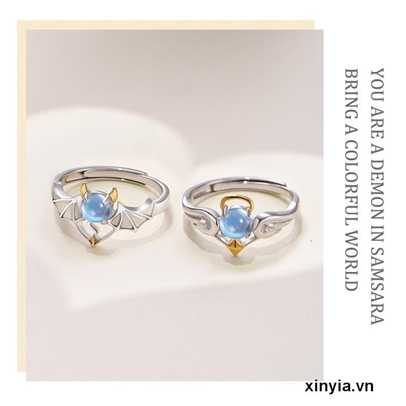 Cho Cặp Nhẫn Bạc Họa Tiết Trái Tim Thời Trang Đôi Nhẫn quỷ thiên thần