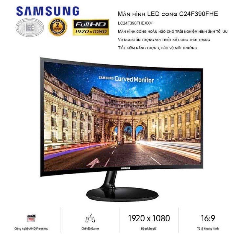 Màn hình cong Samsung 24 inch LC24F390 Chính Hãng Full HD Mới 100% Bảo Hành 2 Năm