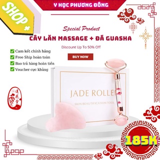 Bộ cây lăn guasha massage đá hồng ngọc full box