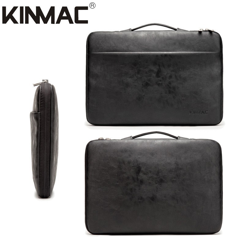 Túi chống sốc Laptop KINMAC mẫu Da nâu và đen 12inch, 13.3inch, 14inch, 15.6inch bảo vệ máy cực tốt