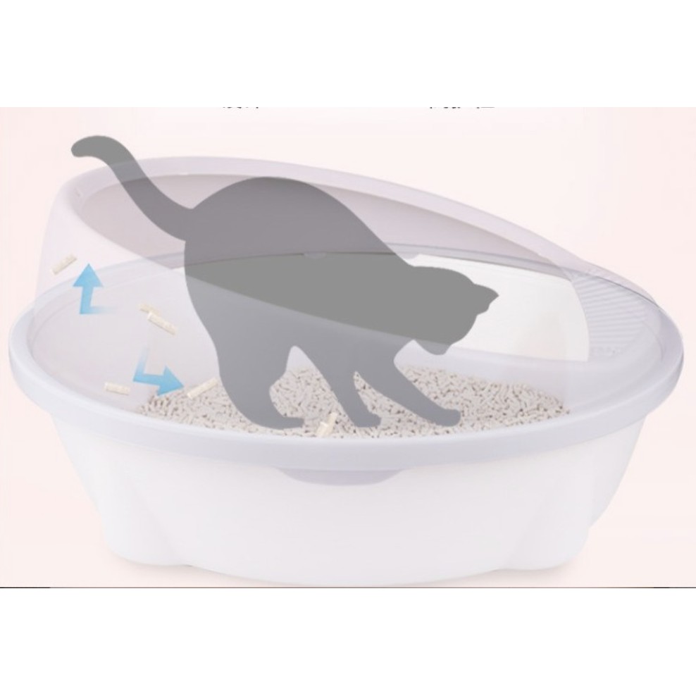 Khay mèo đi vệ sinh dạng tròn tránh văng cát, khay cát vệ sinh cho mèo Con Mèo Xiêm
