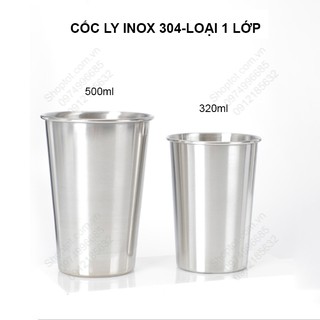 Cốc ly uống nước bằng inox 304 loại 1 lớp loại 320ml hoặc 500ml tùy chọn, dùng uống trà, uống sữa, uốn nước